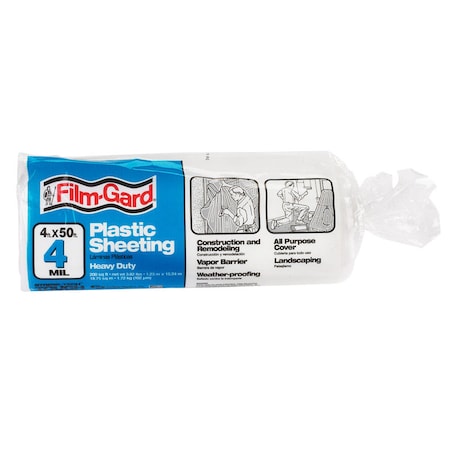 Film-Gard Film-Gard Plastic Sheeting 4 mil X 4 ft. W X 50 ft. L Polyethylene Clear 1 pk 626159